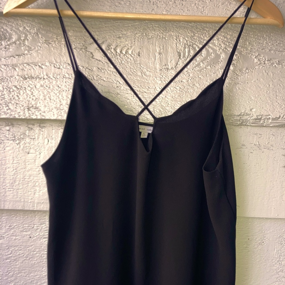 satin black strap top
